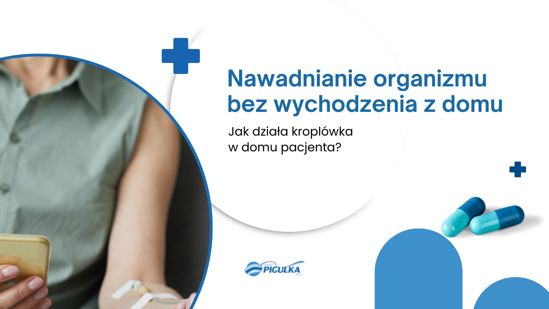 Pielęgniarka podaje kroplówkę pacjentowi w domu – szybkie nawadnianie i regeneracja organizmu.